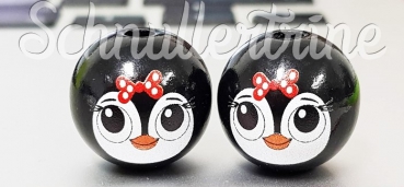 Motivperle "Pinguingirl" schwarz 18mm