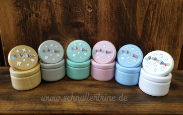 Holzdose "Milchzähne" Eigendesign Farbwahl