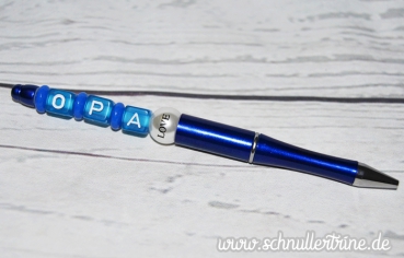 Perlenkugelschreiber "Opa-Love" dunkelblau metallic