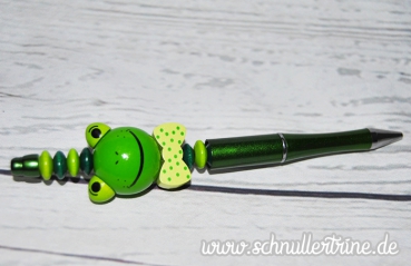 Perlenkugelschreiber "Frosch" dunkelgrün metallic