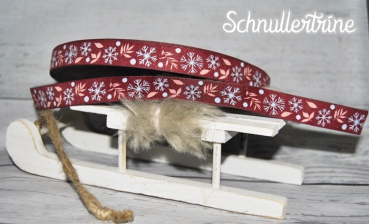 Webband "Schneeflocken" rot 1 Meter
