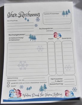 Rechnungsblock "Pinguinliebe"