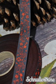 Webband "Glücksranken" antrazith/orange 1 Meter