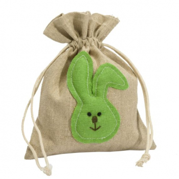 Leinenbeutel "grüner Hase" zum Befüllen