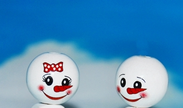 Motivperle "Mr. & Mrs. Snowman" weiß 18mm Motivwahl
