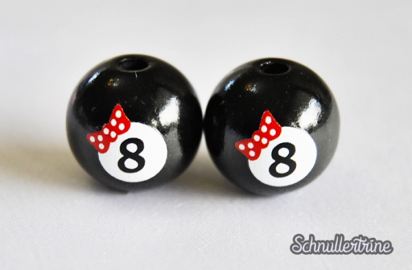 Motivperle "8ball girl" schwarz 18mm