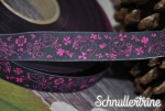 Webband "Glücksranken" antrazith/pink 1 Meter